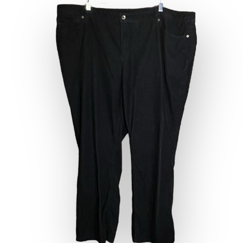 LANDS END Womens Black Corduroy Mid Rise Bootcut Casual Pants 24W‎ Street Preppy